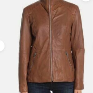 Andrew Marc Cognac Fabien Leather Jacket Never Worn